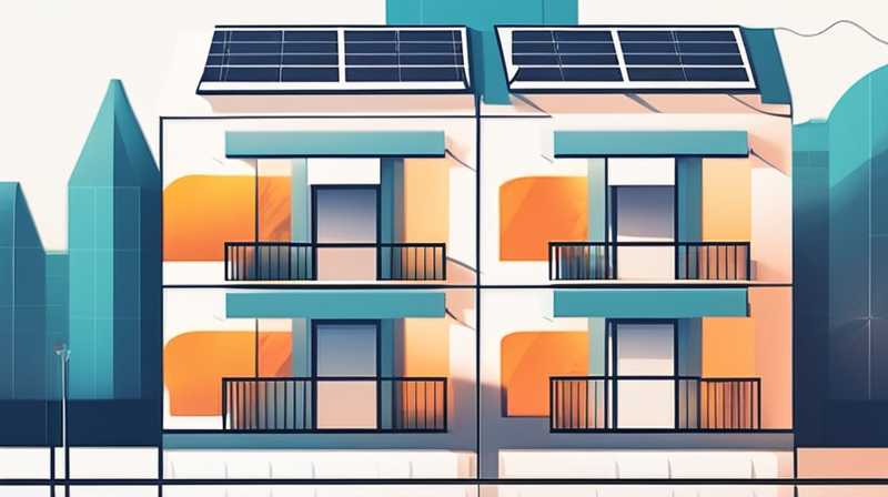 What is the role of the solar panels on the apartment building?