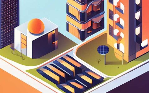 What kind of solar energy is used in high-rise buildings?