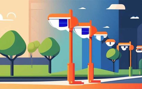 How many meters are the distance between solar street lights?