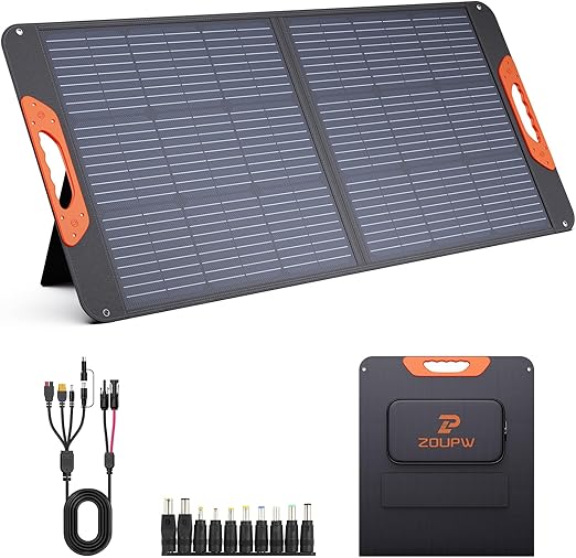 100W Portable Solar Panel, 100 watt 20V Monocrystalline Foldable Solar Charger for Power Station,QC3.0 USB-A &Type-C Output,23.5% High Efficiency IP67 Waterproof for Camping RV Blackout