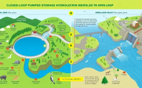 How do closed-loop PSH facilities impact local ecosystems compared to open-loop ones