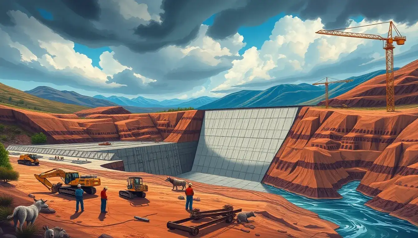 What are the potential challenges in constructing the dams for the Central Pit