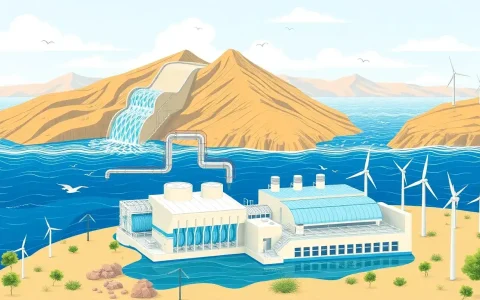 How does integrated pumped storage and desalination work