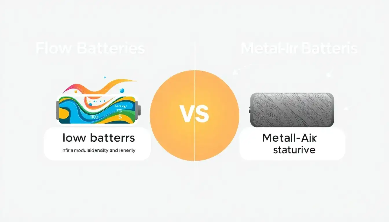 How do flow batteries compare to metal-air batteries in terms of cost and efficiency