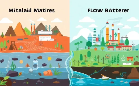 What are the environmental impacts of manufacturing metal-air batteries versus flow batteries