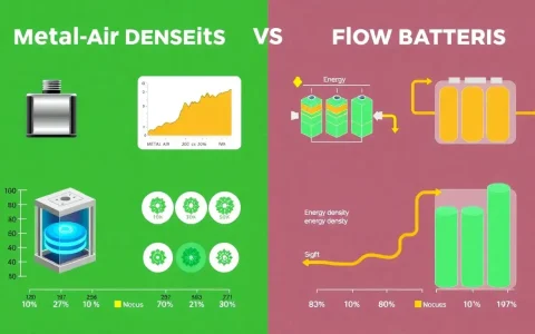 How do the energy densities of metal-air batteries and flow batteries compare
