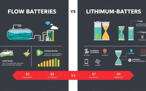 How do flow batteries compare to lithium-ion batteries in terms of cost and lifespan