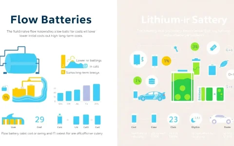 How do flow batteries compare to lithium-ion batteries in terms of cost and efficiency