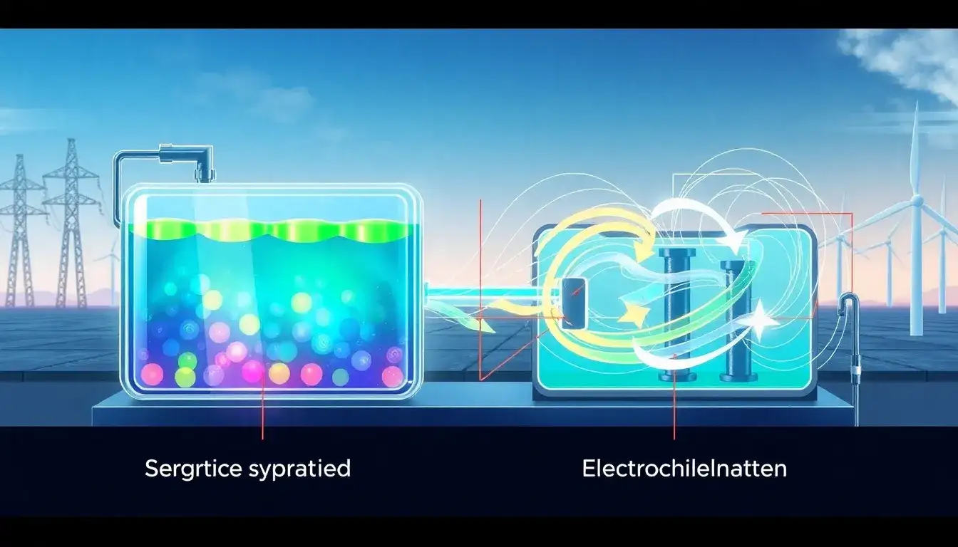 How does the separation of energy storage and electrochemical reactions benefit flow batteries