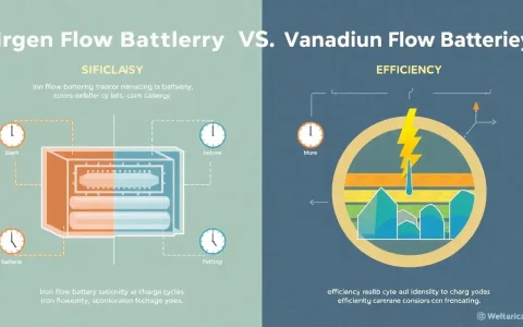 How do iron flow batteries compare to vanadium flow batteries in terms of lifespan and efficiency
