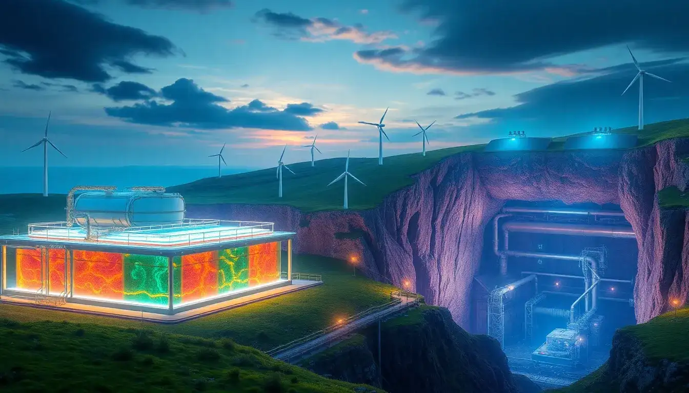 How do flow batteries and compressed air systems contribute to long-duration energy storage