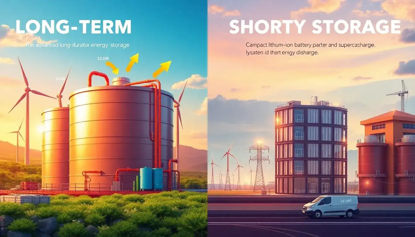 How does the efficiency of long-duration energy storage compare to short-duration storage