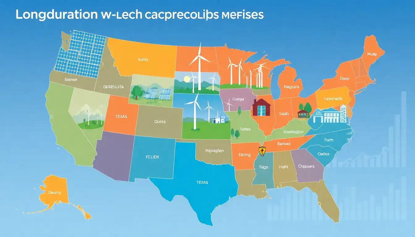 How does the market structure in different states affect the development of long-duration energy storage projects