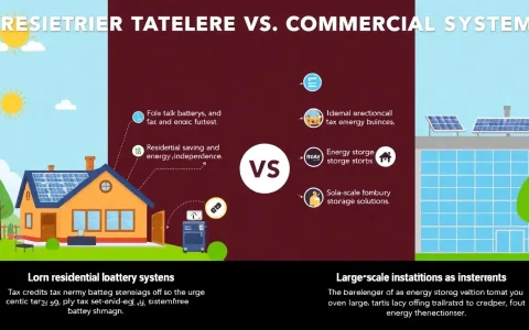 How do tax credits compare between residential and commercial energy storage systems