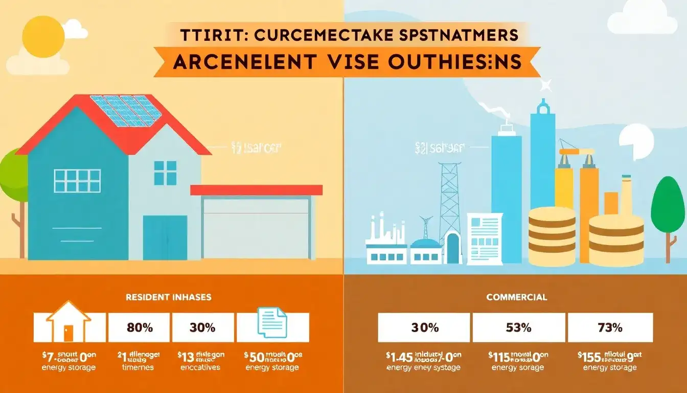 How do the tax credit phases differ between residential and commercial energy storage systems