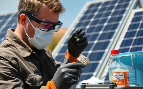 What safety precautions should I take when cleaning solar battery terminals