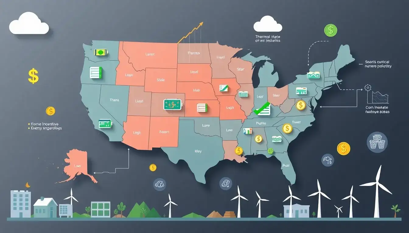 How do financial incentives impact the adoption of energy storage policies in different states