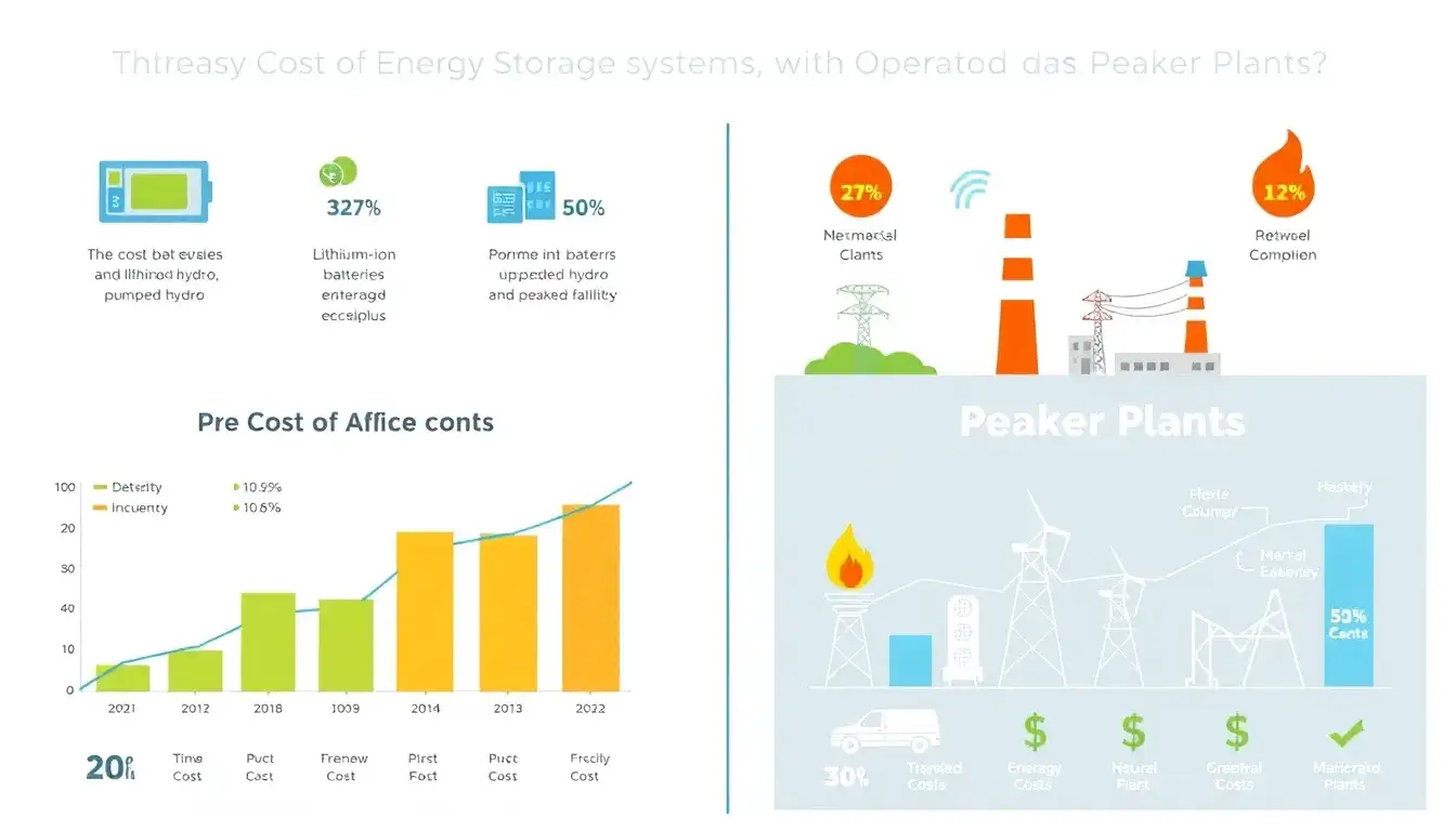How does the cost of energy storage compare to the cost of operating peaker plants