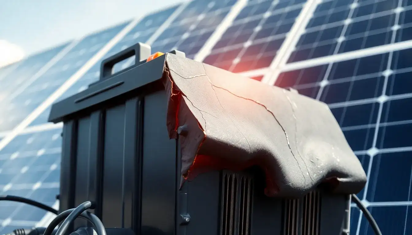 How does battery swelling affect solar battery performance