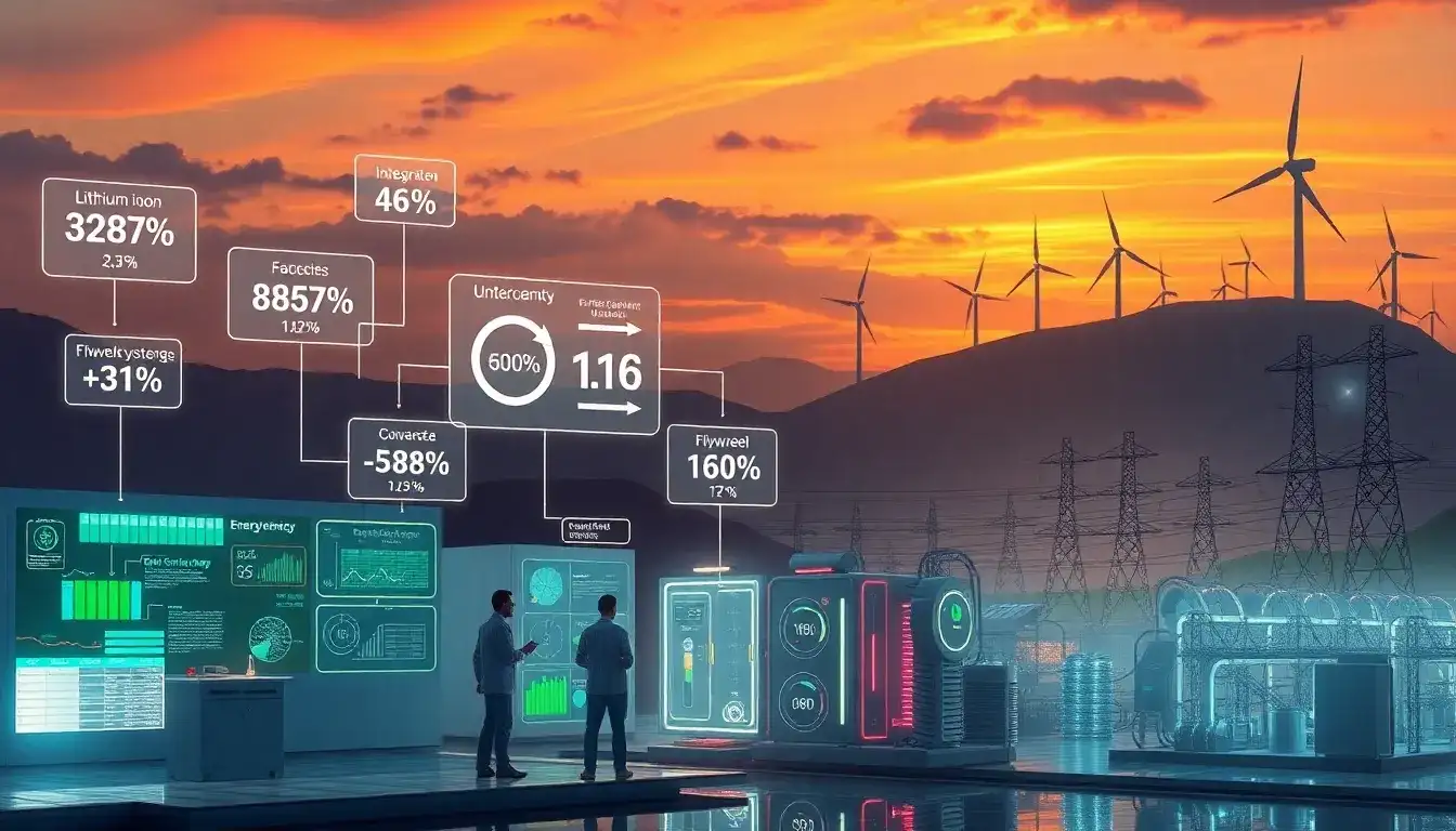 What are the efficiency rates of different energy storage technologies