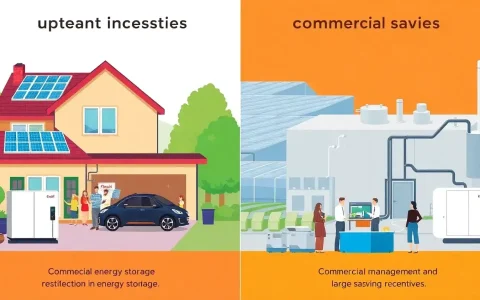 How do upfront incentives differ between residential and commercial energy storage systems