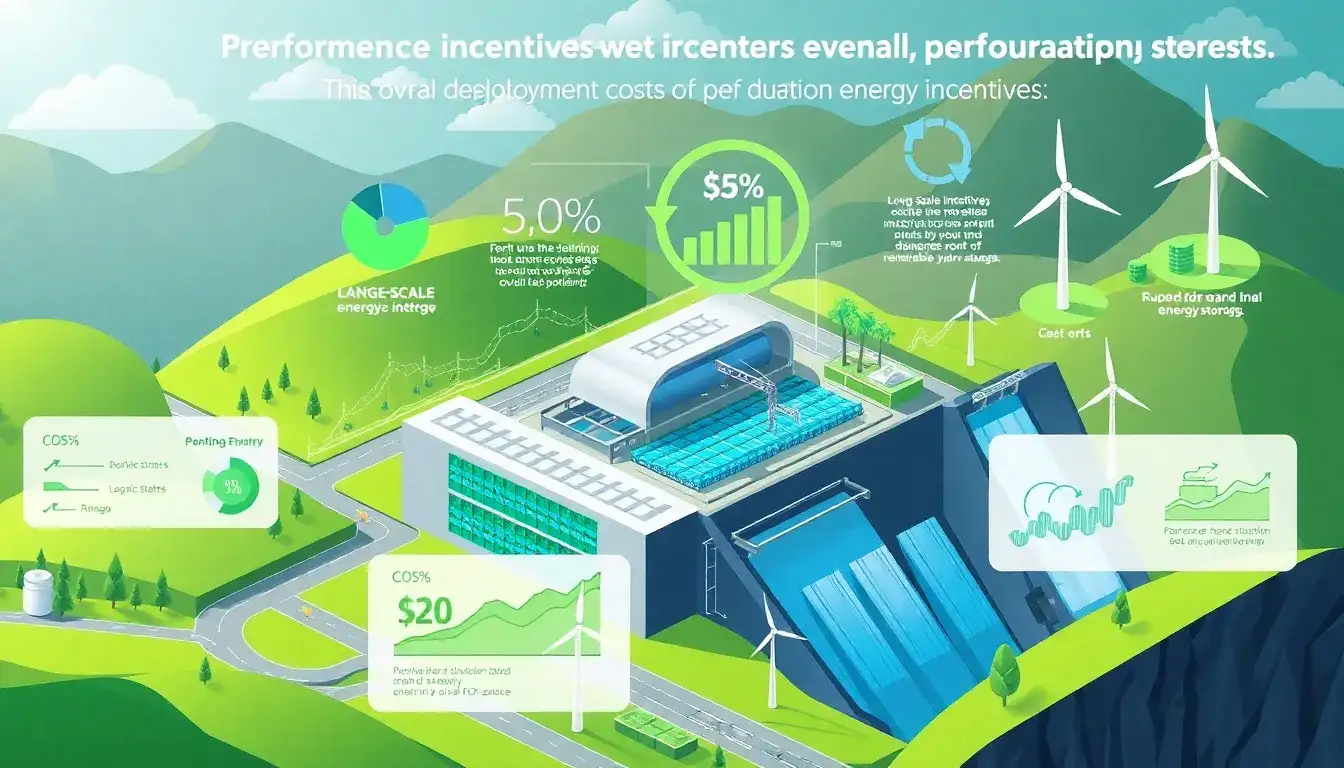 How do performance incentives affect the overall cost of deploying long-duration energy storage solutions