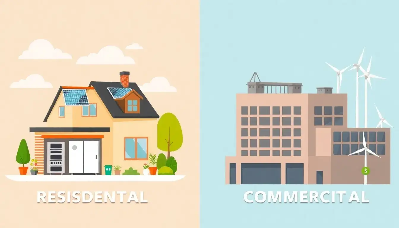 How do incentives for energy storage differ between residential and commercial projects