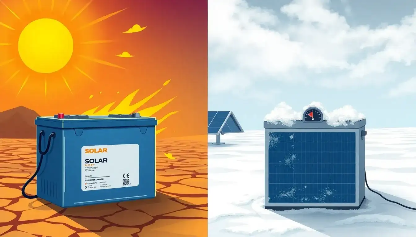 How do extreme temperatures affect solar battery performance