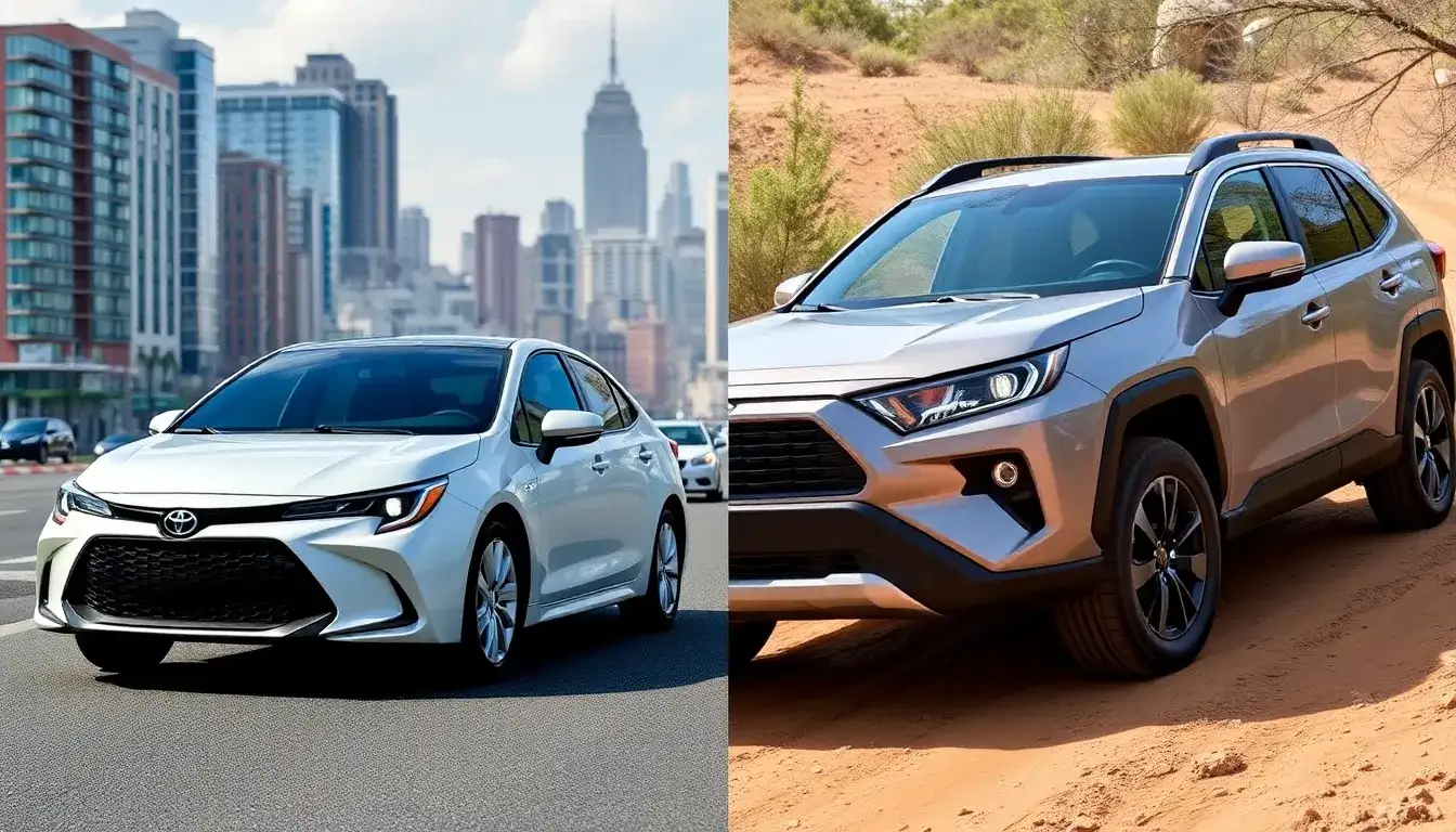What are the main differences between the Toyota Corolla and the Toyota RAV4