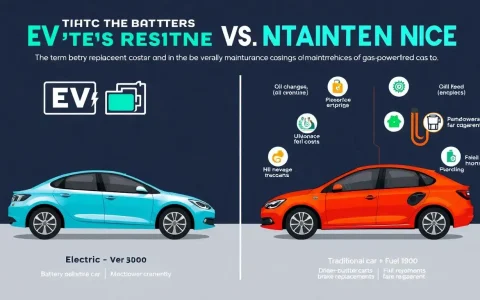How do the long-term battery replacement costs for EVs compare to the overall maintenance costs of gas-powered cars