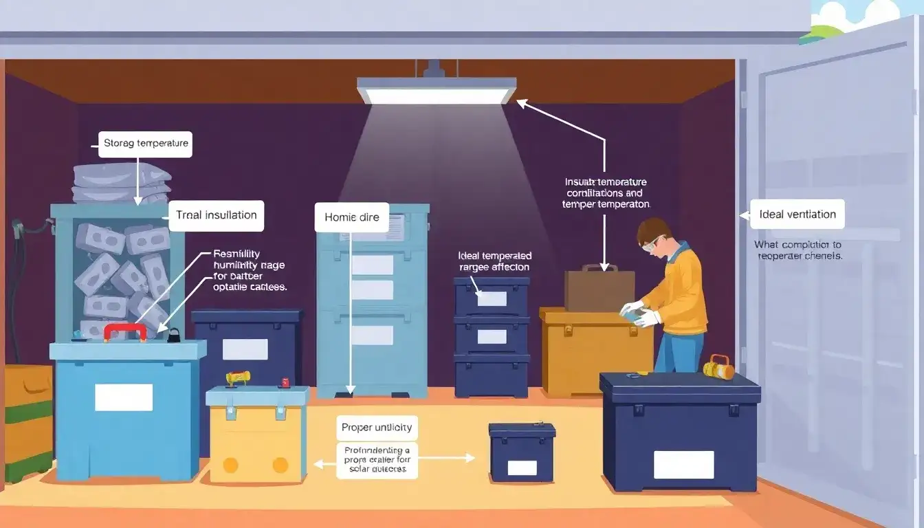What are the best practices for storing solar batteries to maintain their efficiency