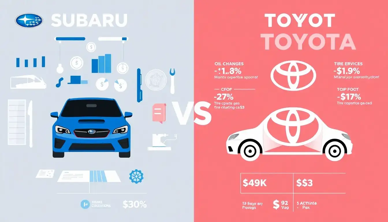 How do the maintenance costs of Subaru compare to those of Toyota
