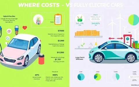 How do the costs of owning a hybrid vehicle compare to a fully electric vehicle