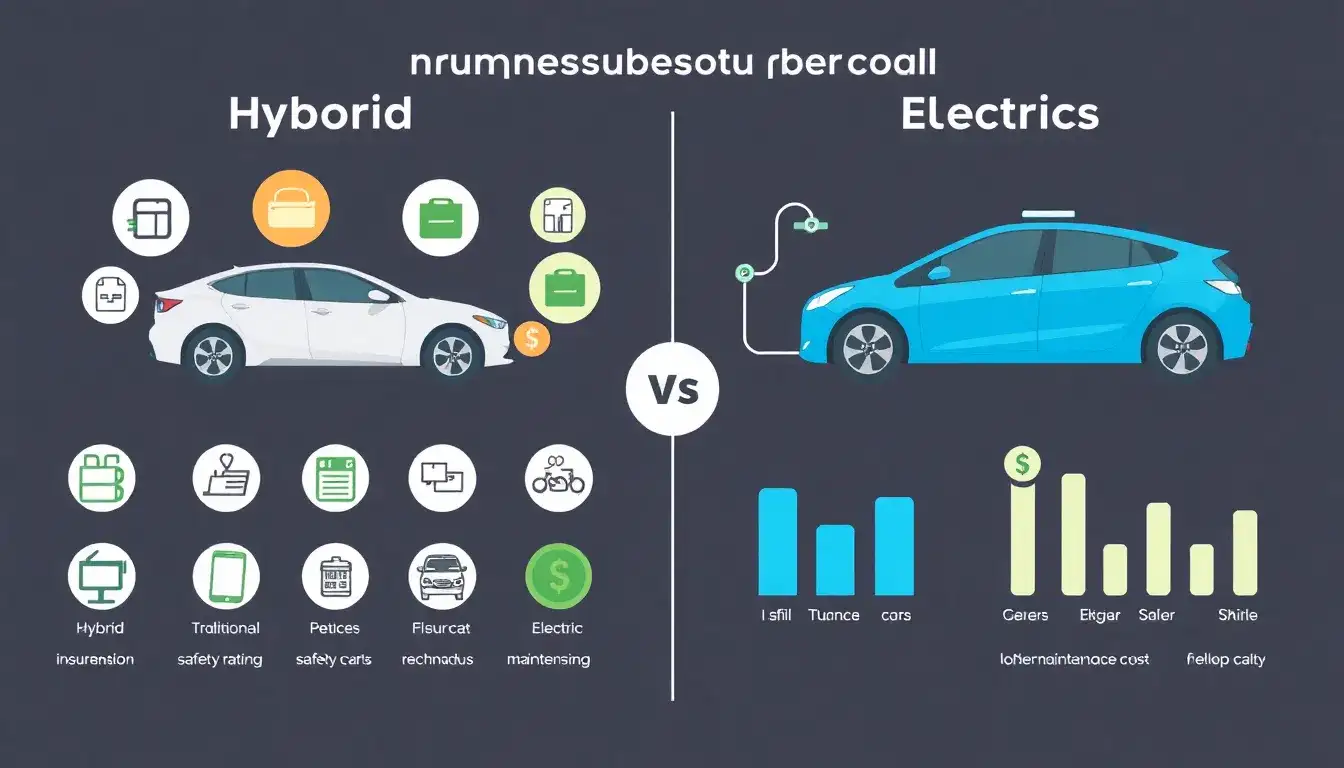 How do insurance premiums compare between hybrids and electric vehicles