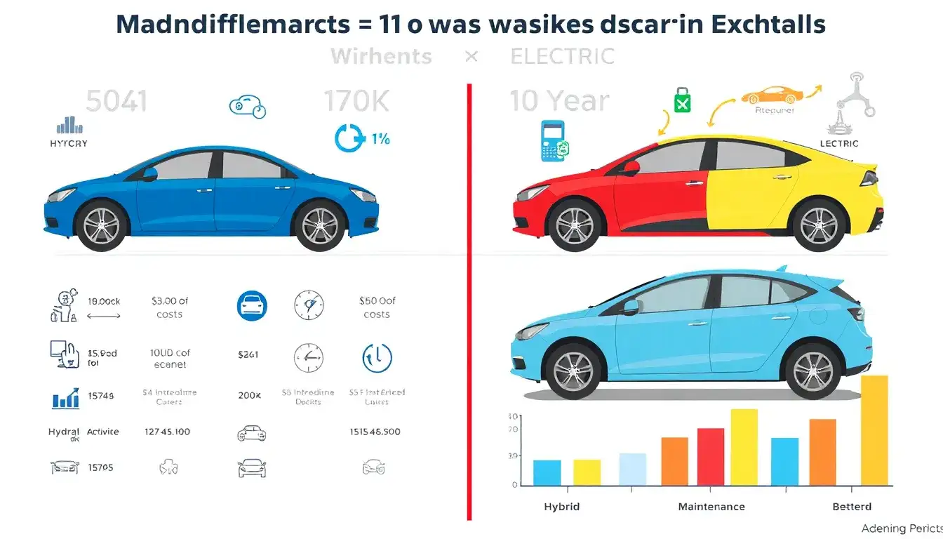 How do the maintenance costs of hybrids compare to those of electric vehicles over a 10-year period