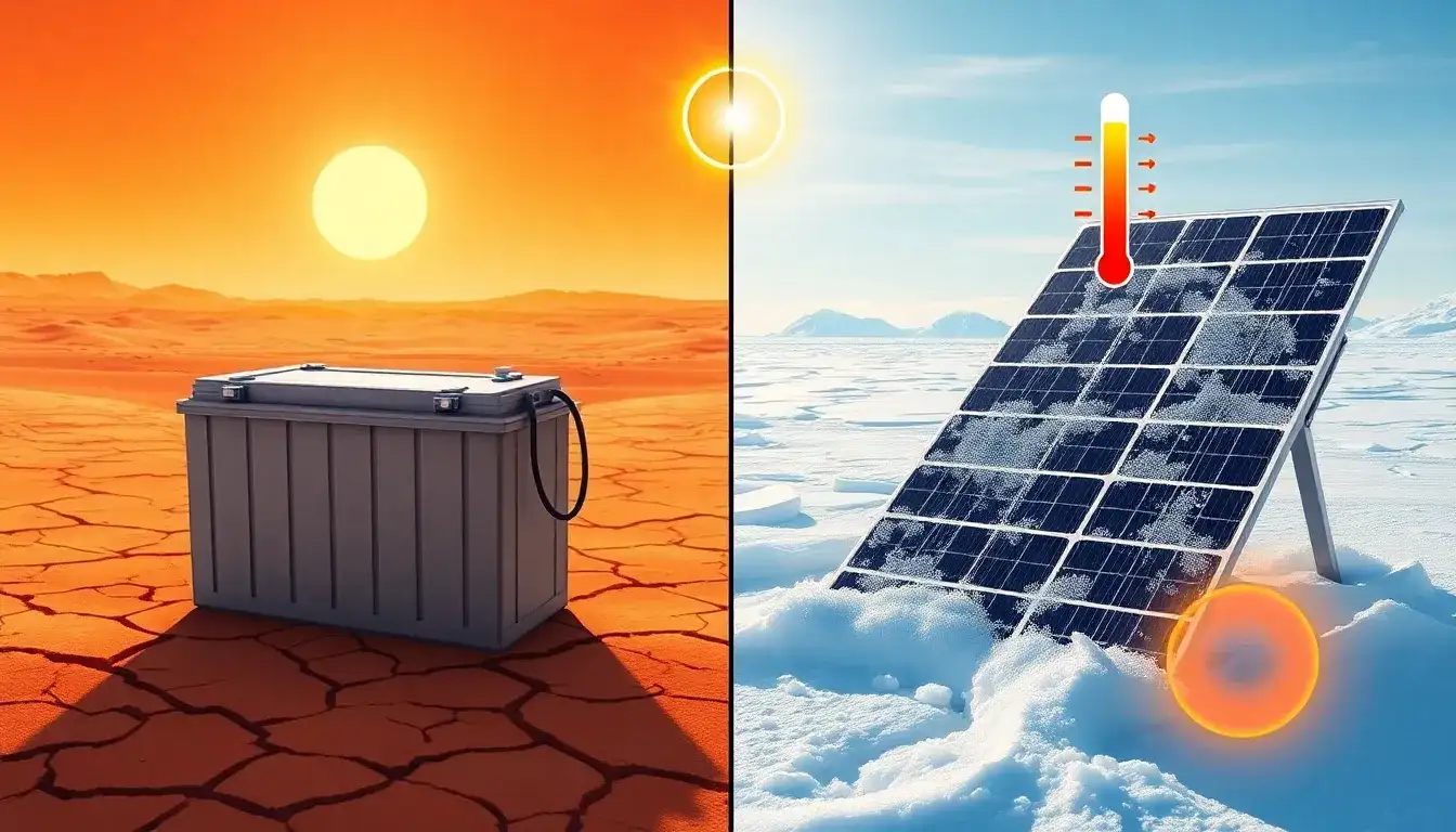 How do extreme temperatures impact the longevity of solar batteries