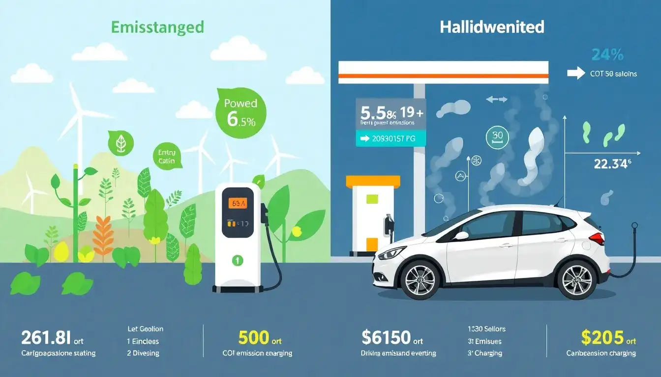 How do the emissions from charging an EV compare to the emissions from gasoline in a hybrid