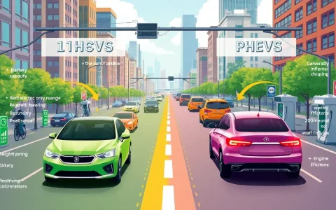 What are the main factors influencing the fuel efficiency of PHEVs versus HEVs in cities