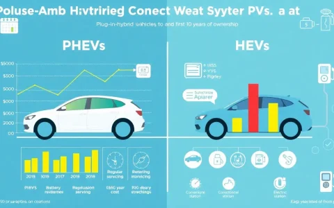 How do the maintenance costs of PHEVs compare to HEVs over the first 10 years of ownership