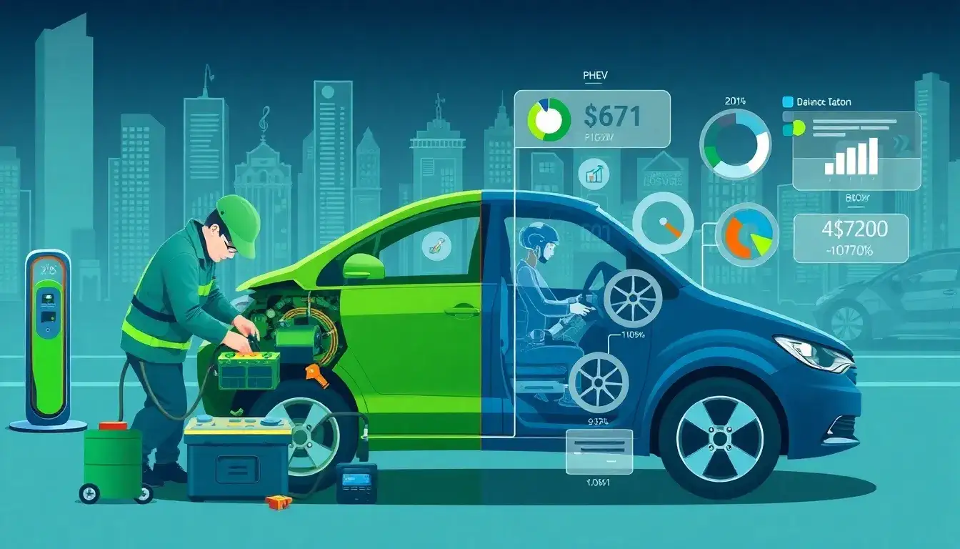 How does the battery maintenance cost of PHEVs impact their overall maintenance costs