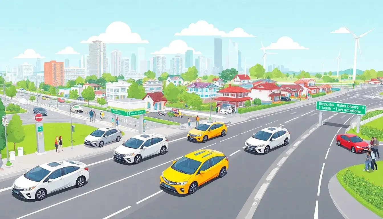 How does the electric range of PHEVs impact their overall emissions in urban environments