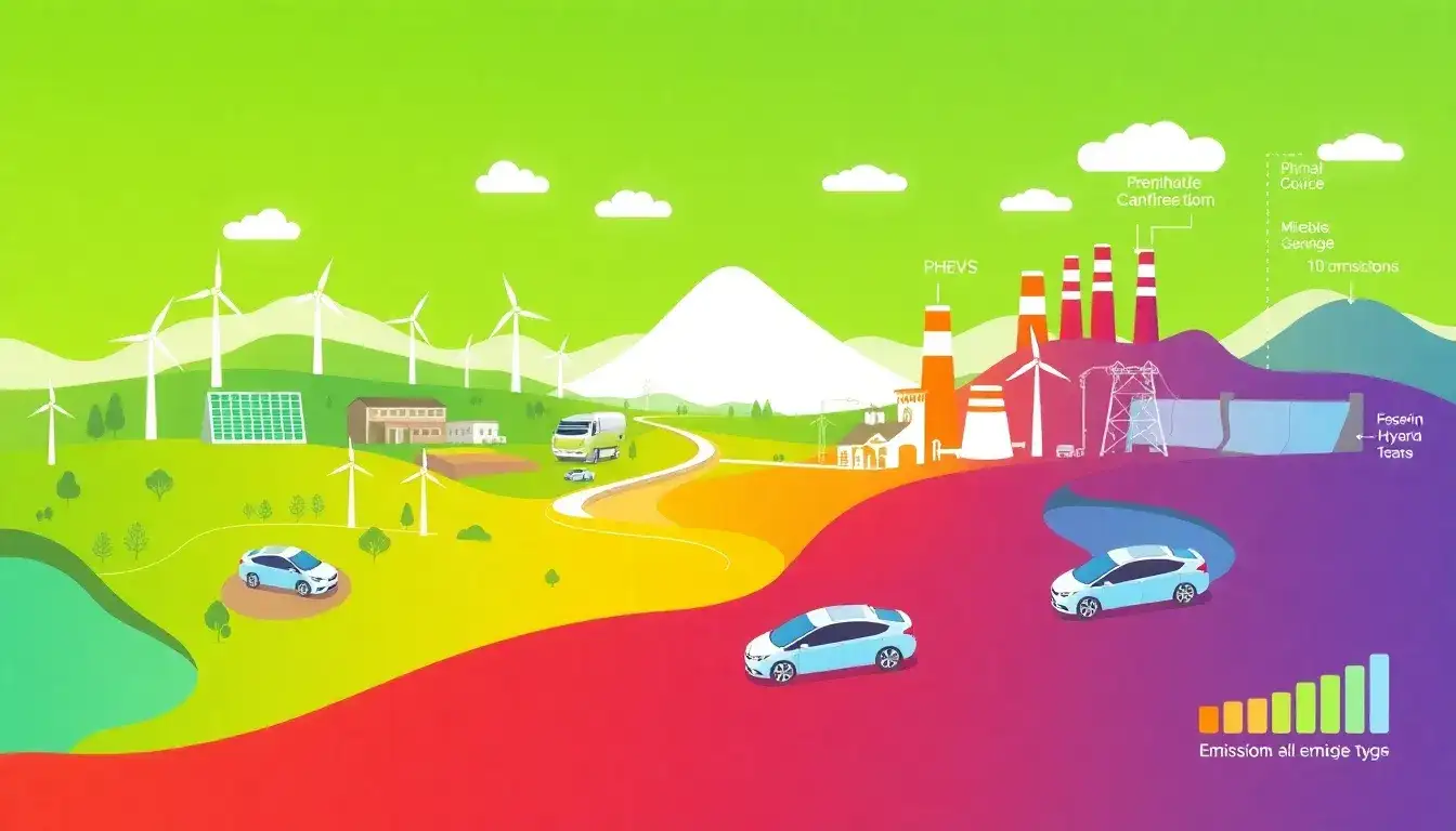 How does the electricity source impact the overall emissions of PHEVs