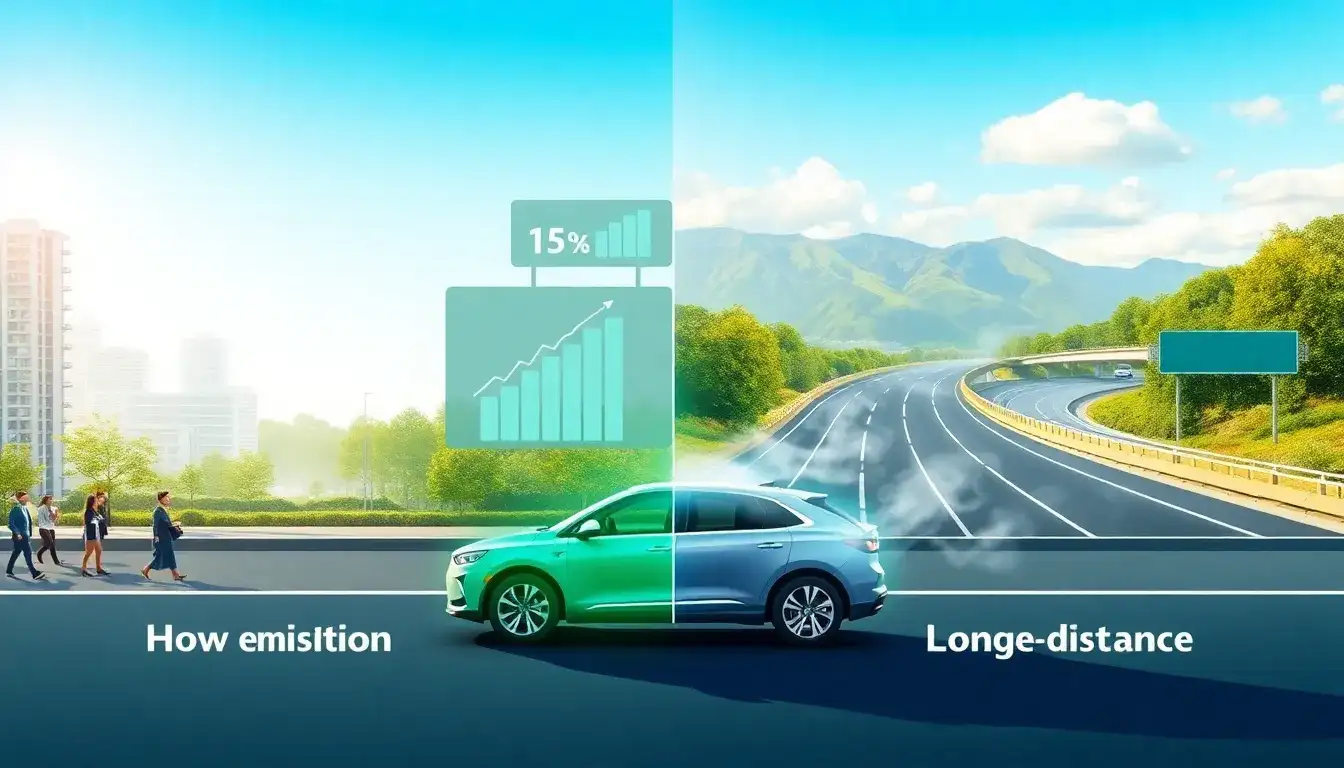 How do PHEVs perform in terms of emissions on shorter versus longer routes