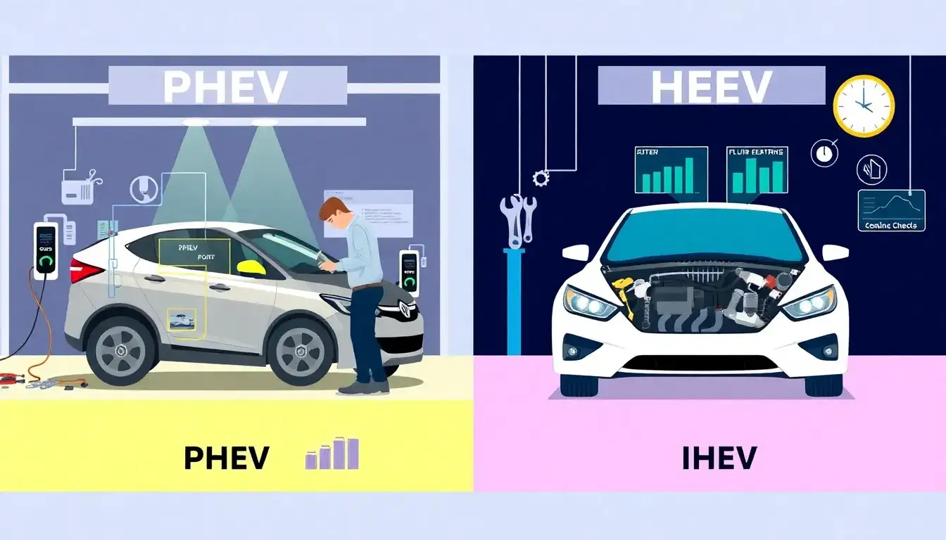 What are the main maintenance differences between PHEVs and HEVs