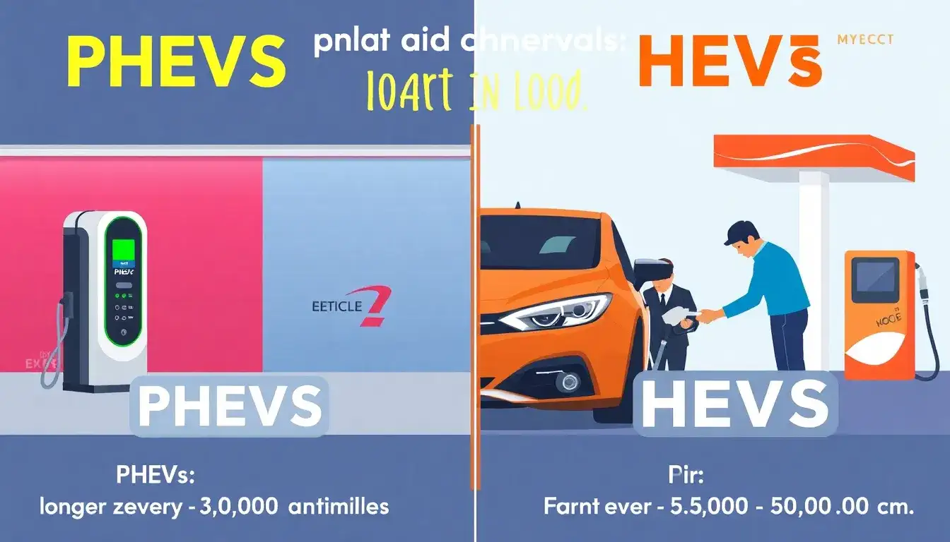 How does the oil change interval differ between PHEVs and HEVs