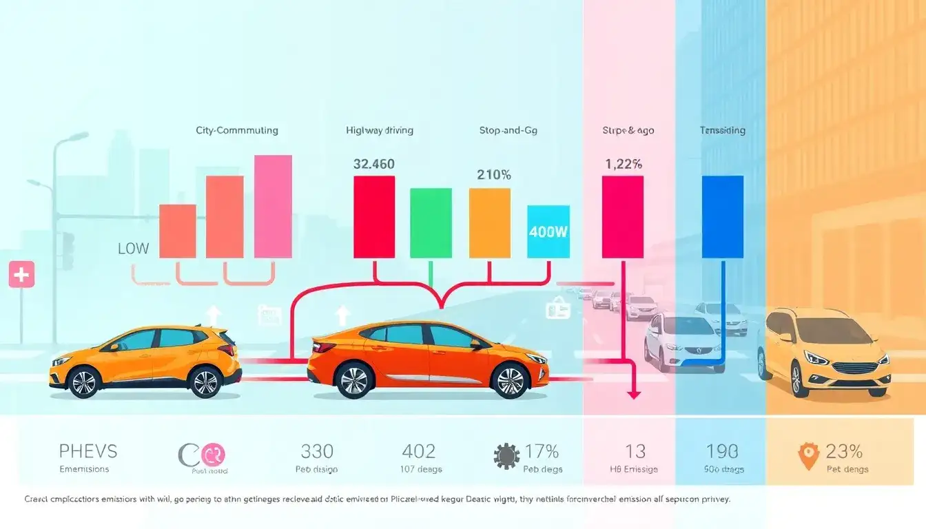 How do the emissions of PHEVs change with different driving patterns
