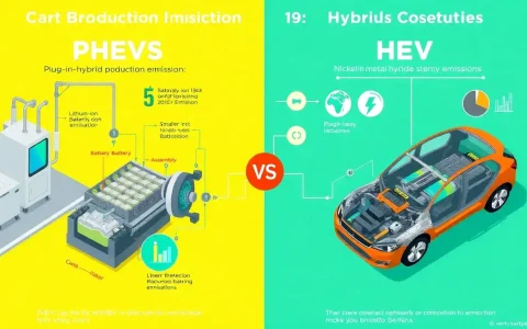 How do the emissions from battery production compare between PHEVs and HEVs