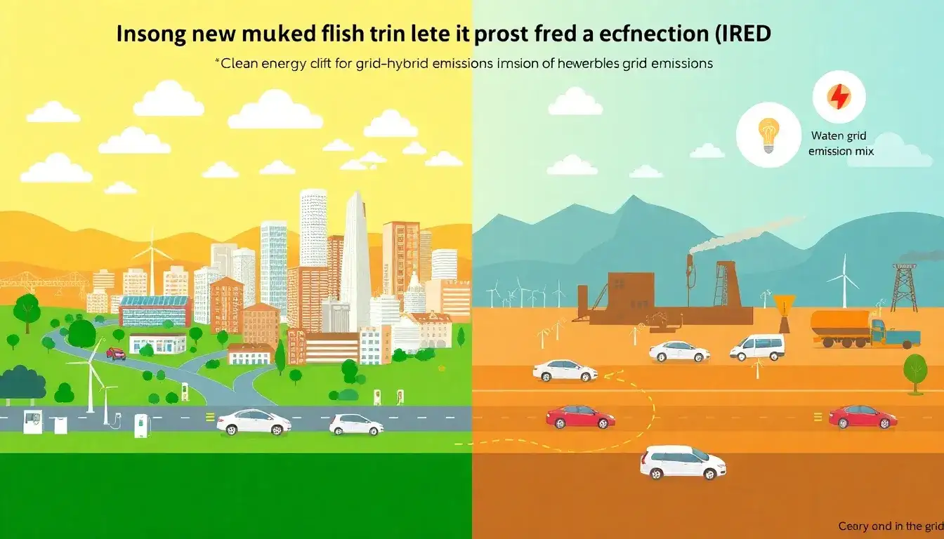 How does the grid emissions mix impact the overall emissions of PHEVs and HEVs