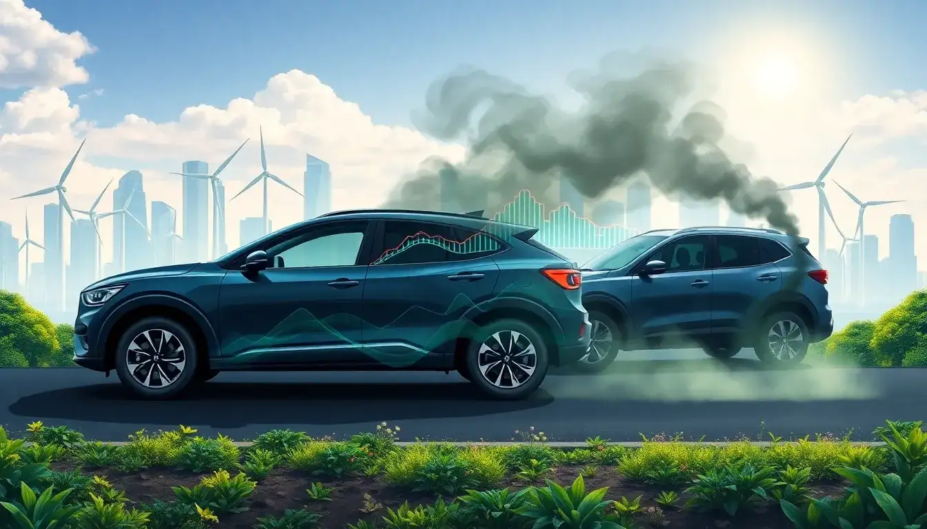 How do the emissions of PHEVs and HEVs change with advancements in grid decarbonization