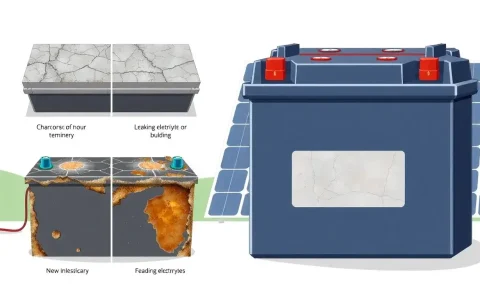 What visual signs indicate that a solar battery is deteriorating